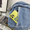 Custom Zipper stylish vintage denim backpack non fade washable denim school bag waterproof backpack accept print logo